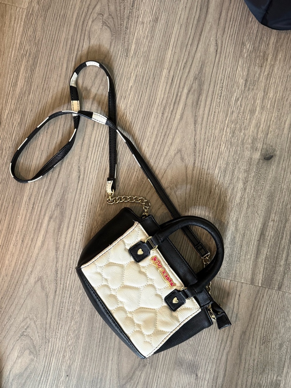 Betsey Johnson Black & Cream Quilted Mini Satchel